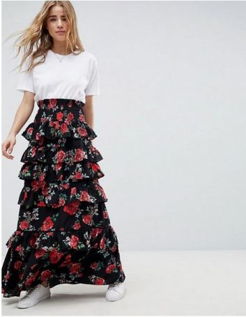 How to style the maxi skirt casually in spring and summer - floral maxi skirt #floral maxi skirt #summer outfit #casual outfit